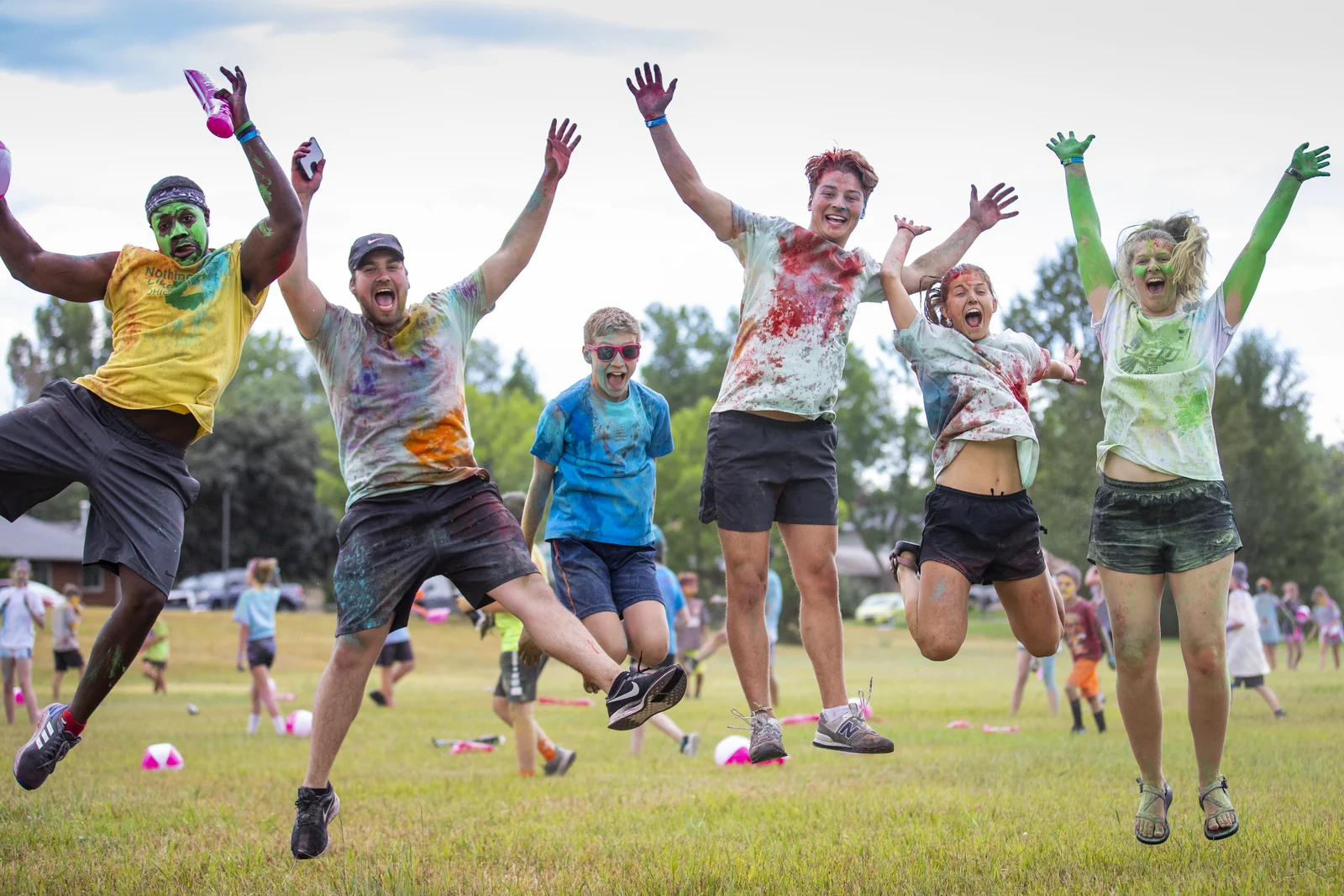 Group jumping during Color War at Cru 2019