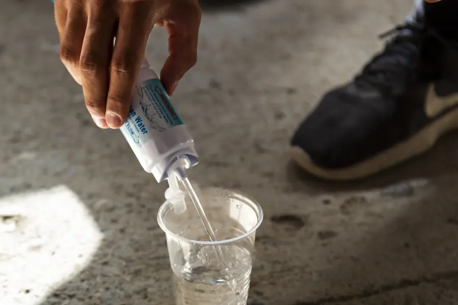Filtered water being poured into a cup